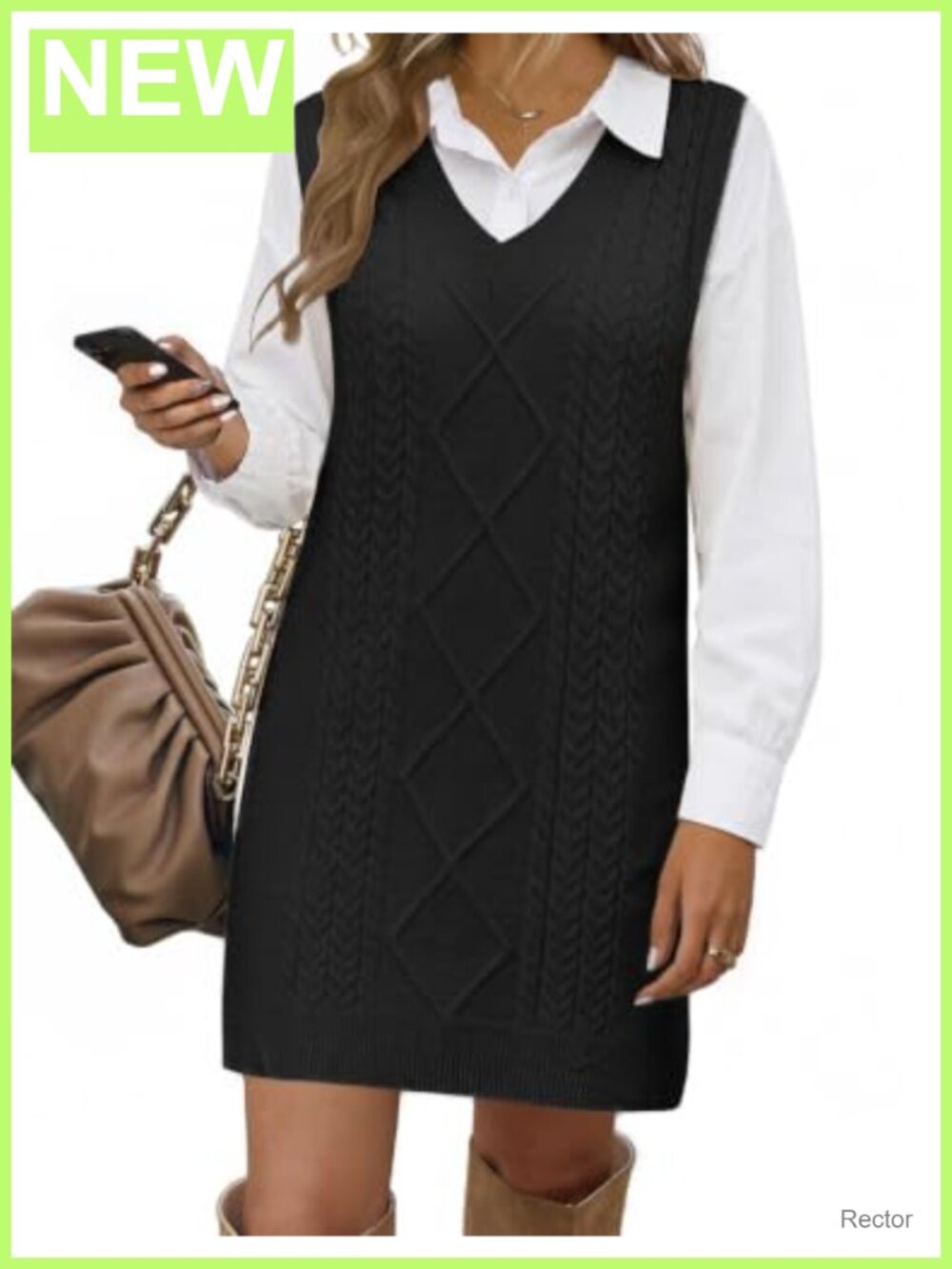 Zeagoo Womens Cable Knit Sweater Vest Dress V Neck Sleeveless Pullover